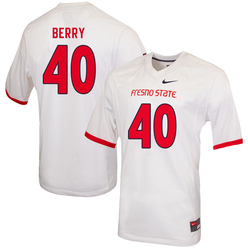 Men #40 Anthony Berry Fresno State Bulldogs College Football Jerseys Sale-White - Click Image to Close